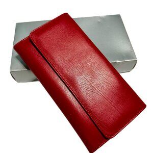 New | Mipelle Genuine Leather Wallet – Pop Red, Tri-Fold Clutch Style, Brand New